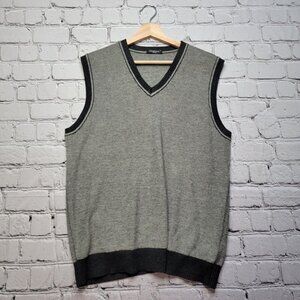 Charcoal Australia Cashmere Wool Blend Black White Sweater Vest Size XL
